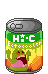 A grey soda can with a gradient label going from green to orange. It has a green ghost on it, smiling with raised arms. Text on it reads Hi-C Ectocooler